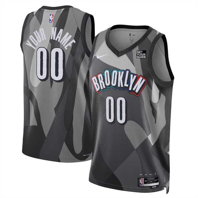 Men%27s Brooklyn Nets Active Player Custom Gray 2024-25 City Edition Stitched Basketball Jersey